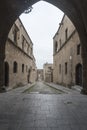 Archway view down the street of Knights Of Saint John Rhodes old town